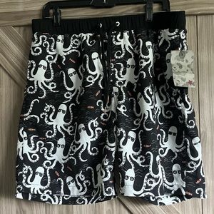 cool octopus print swim trunks